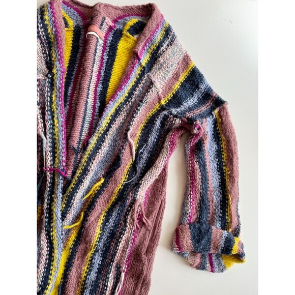 PILCRO Dreamer Striped Acrylic Cotton Wool Knit Boho Duster Sweater, Size M/L - Picture 5 of 16
